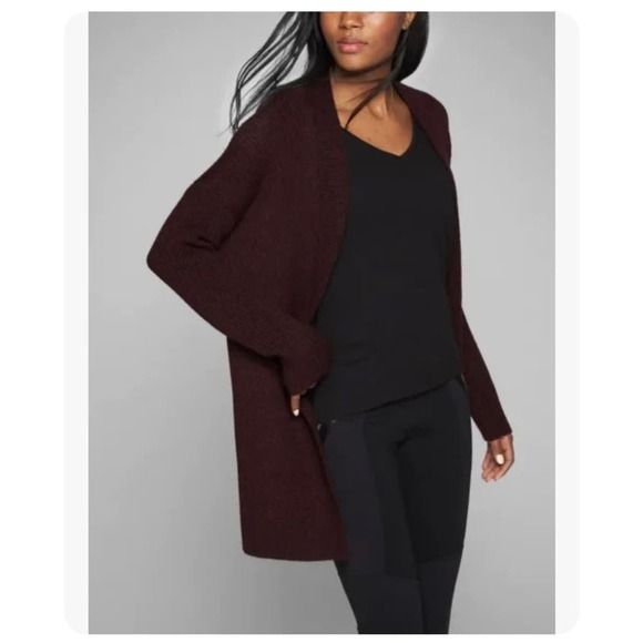 Athleta Chevron Shaker Stitch Wrap, Bell Burgundy Size Medium - Picture 1 of 9